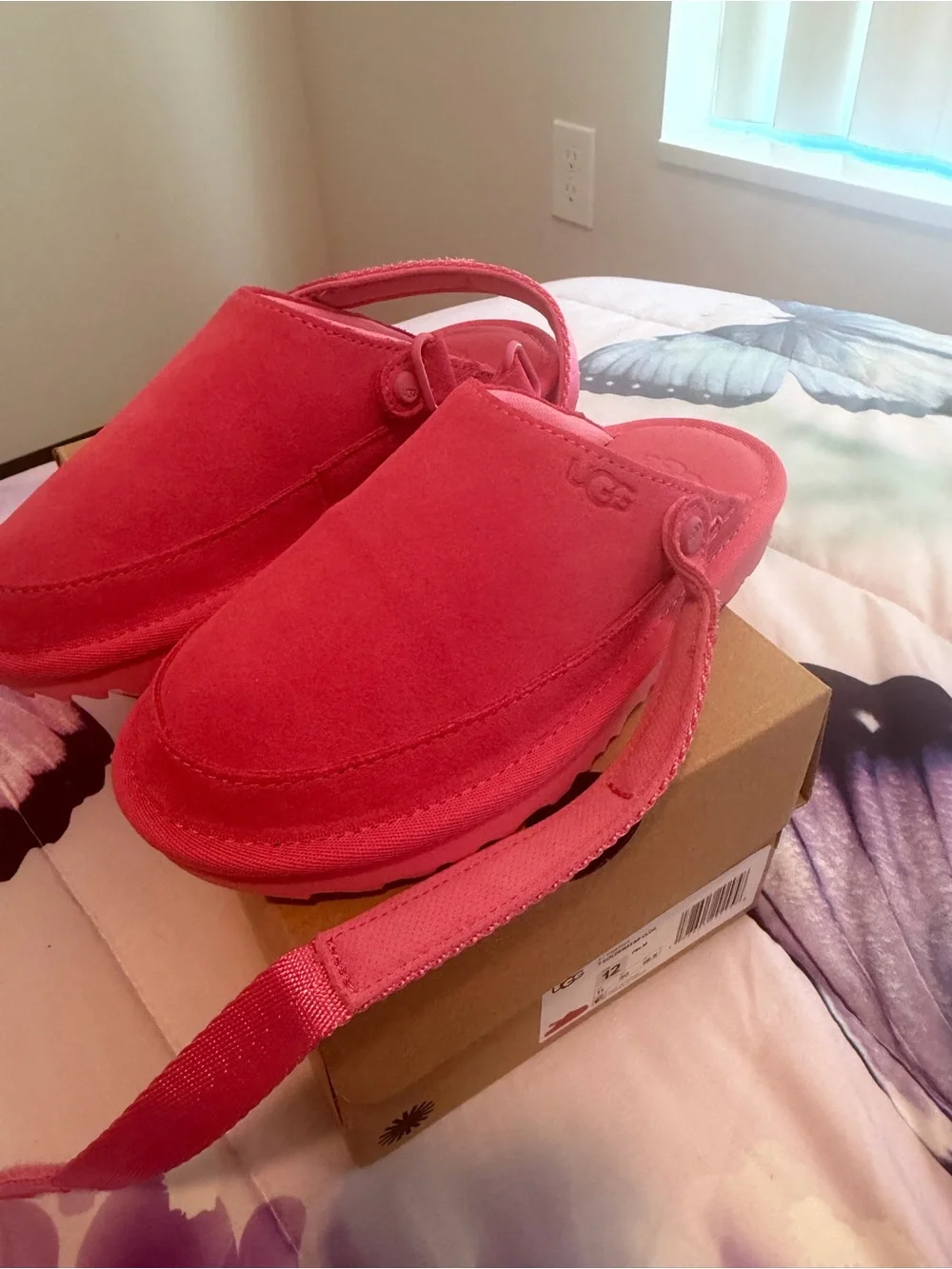 UGG Coral Pink Suede Backstrap Clogs